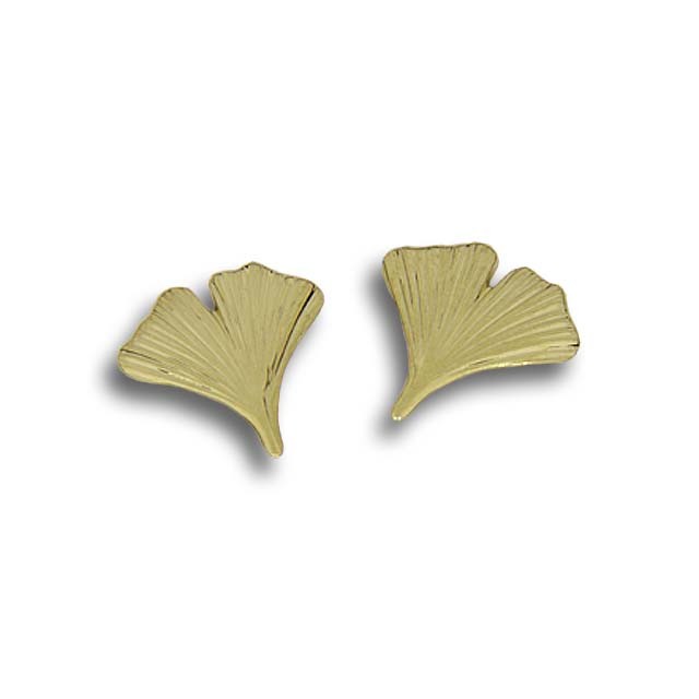 Yellow Gold Ginkgo Leaf Earring 1.47g A