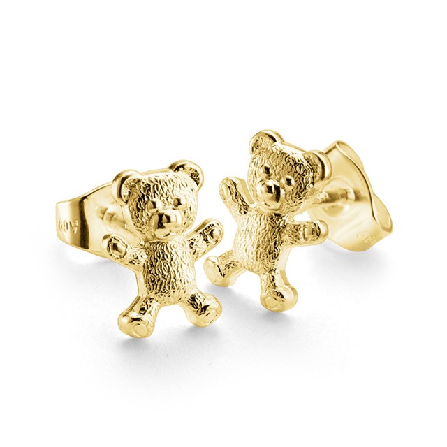 Yellow Gold Teddy Bear Earrings A